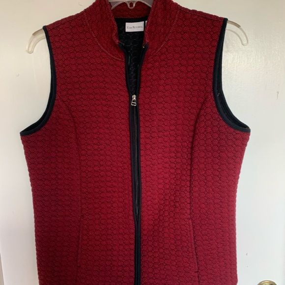 Kim Rogers Sweaters - Red with black piping lined vest